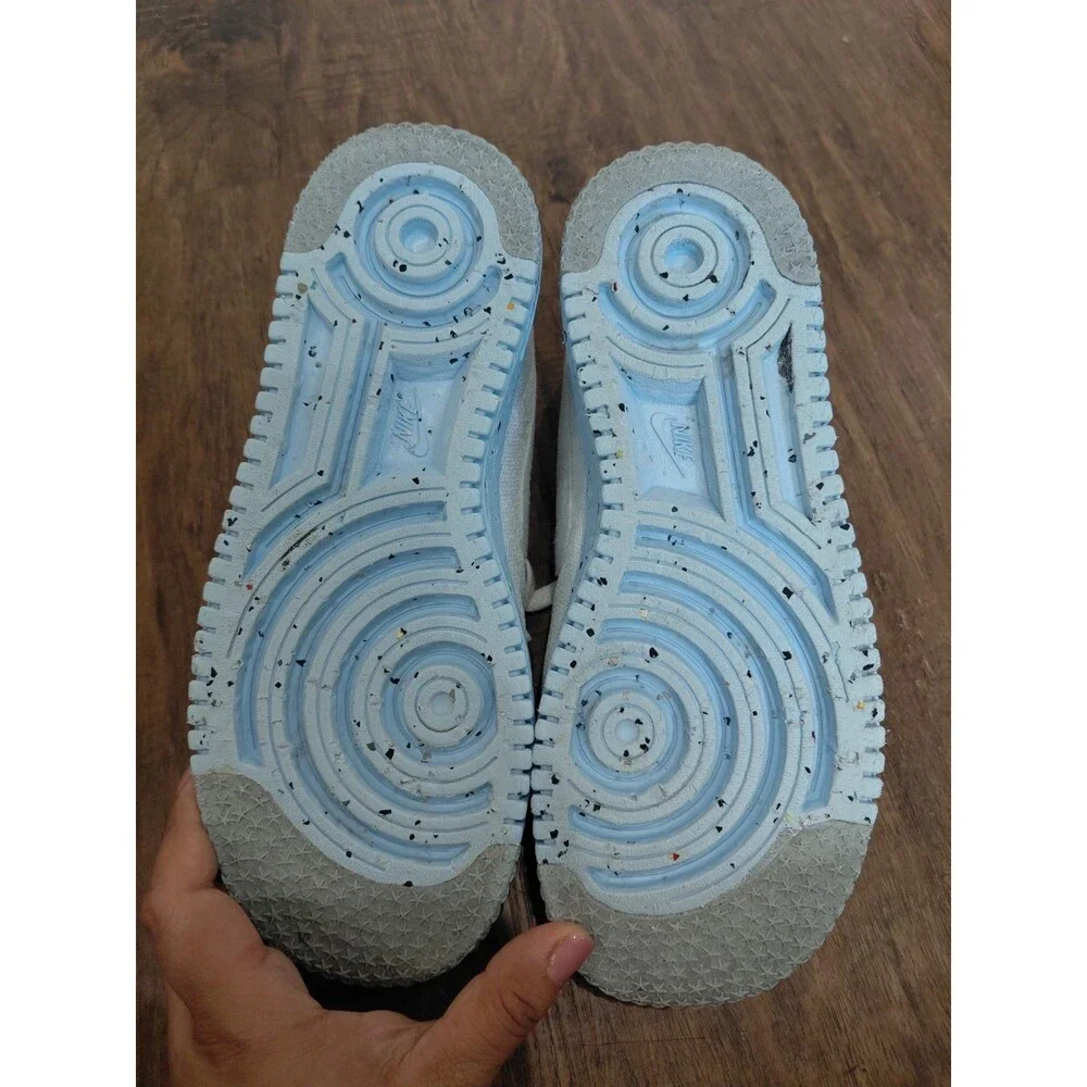 Womens Nike Air Force 1 Low Crater Flyknit White Blue Platinum DC7273-100 sz 9
